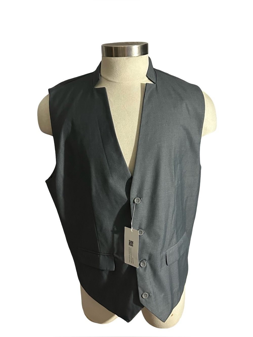Coofandy Stretch Suit Vest Sz XXL Charcoal Gray 4 Button Formal Waistcoat NWT